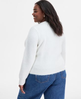 Trendy Plus Size Metallic Knit Jewel-Button Cardigan, Macy's Exclusive