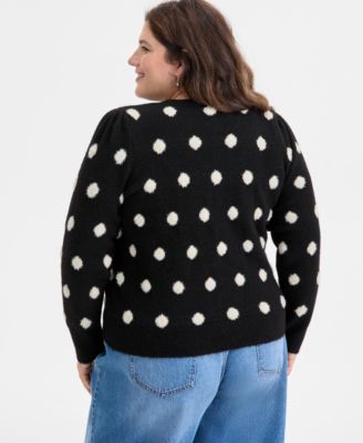 Trendy Plus Size Eyelash-Texture Dot-Print Cardigan, Macy's Exclusive