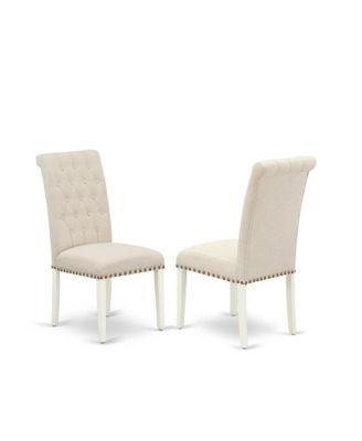 5-Pc Modern Dining Set with Linen Fabric Parson Chairs and Nailhead Trim