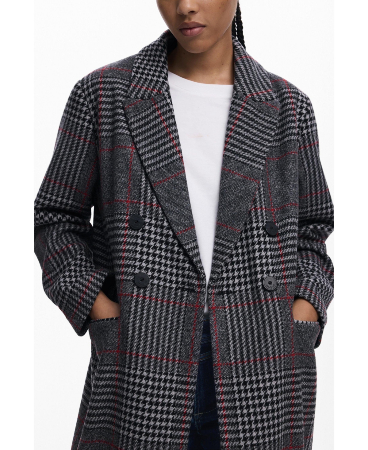 Desigual Women's Tartan coat with hood