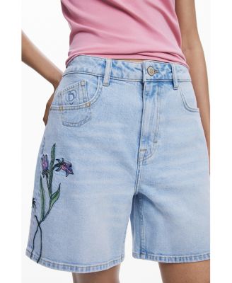 Women's Denim Bermuda flower