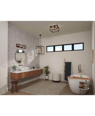 Carrine Modern Ceiling Light Flush Mount Fixture 14 1/4" Wide Black Gold 4-Light Clear Crystal for Bedroom Kitchen Living Room