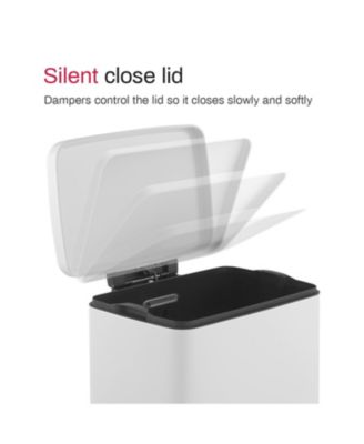 13 Gal./50 Liter Rectangular Stainless-Steel-Made Matt White Step-on Trash Can for Kitchen