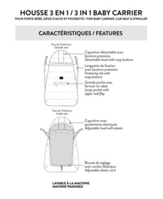 Baby Unisex 3-In-1 Multifunction Cover for Car Seat, Stroller, and Baby Carrier In Black - Baby