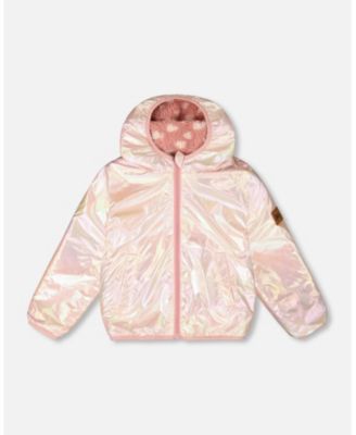 Girl Reversible Mid-Season Sherpa Jacket Pink Heart - Child