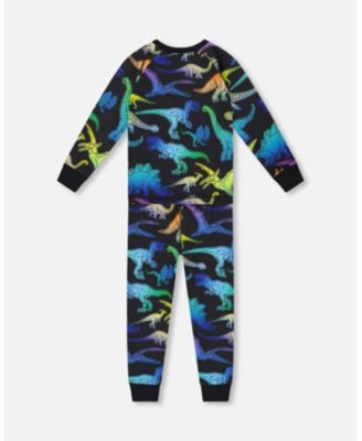 Baby Boy Two-Piece Cotton Pajama Set Black Dinosaur Print - Baby