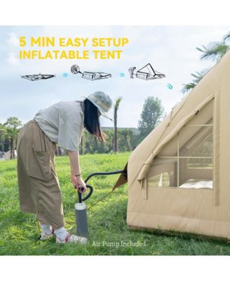 Inflatable Camping Tent with Hand Pump, 4 Season for 4-6 People