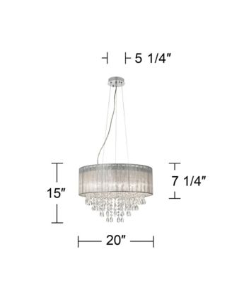 Chrome 7-Light Crystal Silver Fabric Shade 20" Wide Modern Fixture Chandelier Lighting