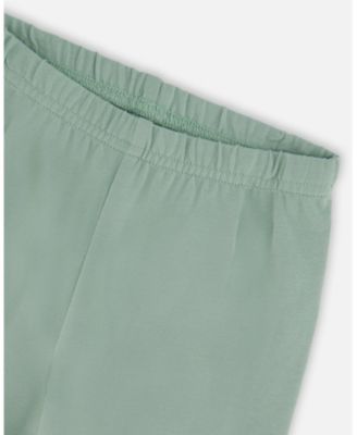 Baby Girls Cotton Jersey Leggings Jade Green with Floral Detail