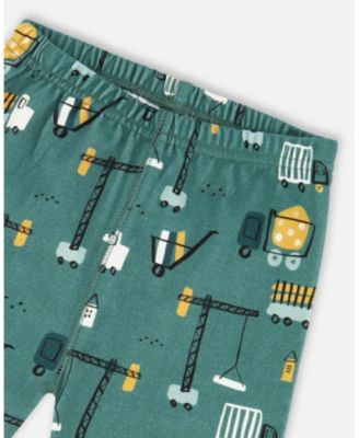 Baby Boy Two-Piece Cotton Pajama Set Teal Construction Print - Baby