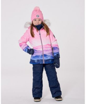 Girl Two-Piece Play Snowsuit with Printed Jacket Navy Blue - Toddler|Child