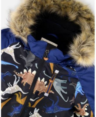 Toddler Boys One-Piece Play Snowsuit Black Dinosaur Print - Toddler|Child