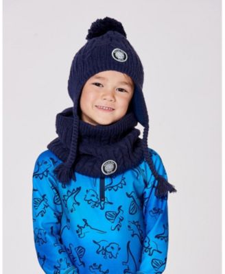 Kids Unisex Lined Winter Hat with Pompom Navy Blue - Toddler|Child