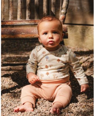 Baby Boy Cotton Onesie Beige Tree Print - Baby