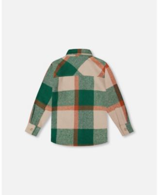Boy Long Sleeve Yarn Dyed Plaid Shirt Green and Orange - Toddler|Child