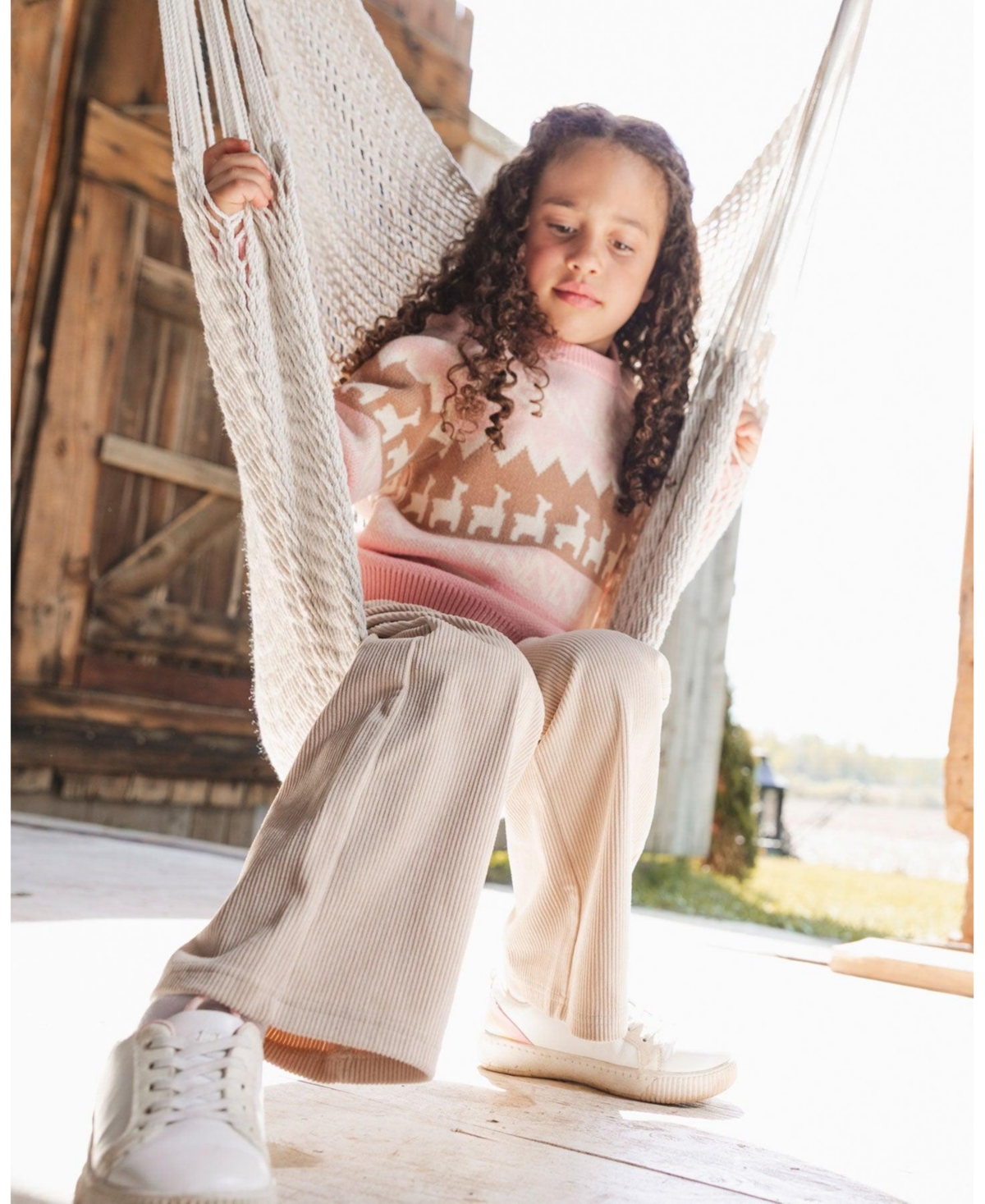Deux par Little Girls Wide Leg Corduroy Pants Beige - Toddler|Child