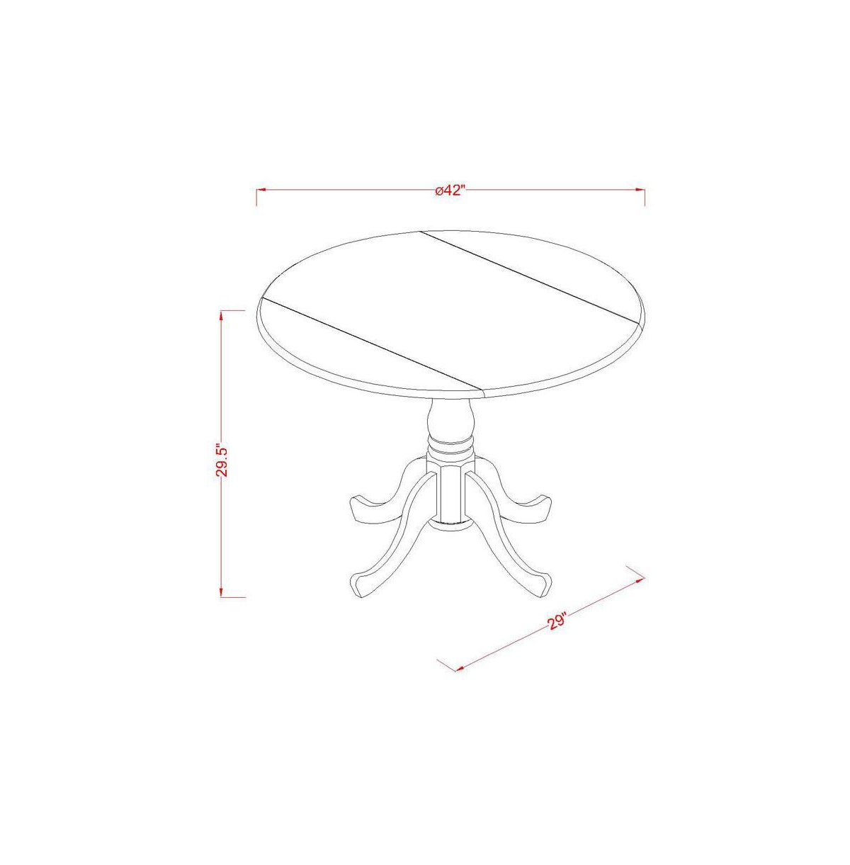East West Furniture 3 Pc Kitchen nook Dining set-round Kitchen Table and 2 dinette Chairs