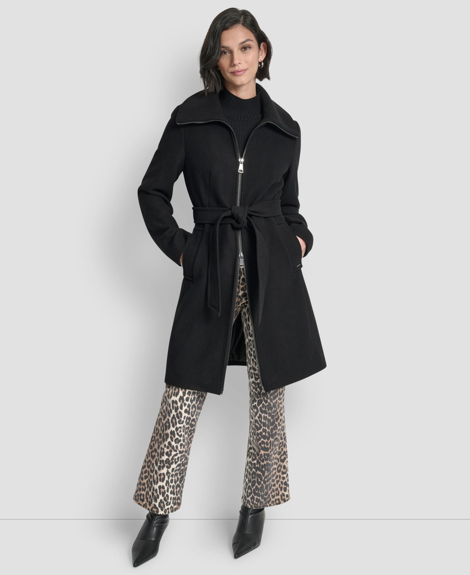 Women's Collared Neck Belted Coat
