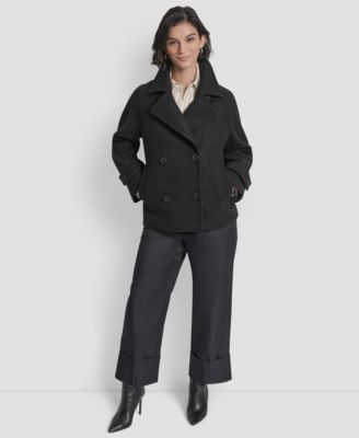 Petite Short Double Breasted Collared Coat