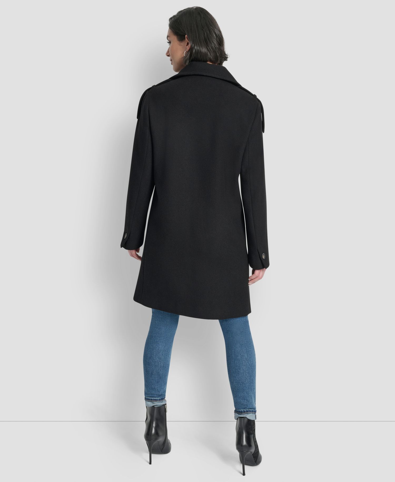 Women's Double-Breasted Funnel Neck Military Coat