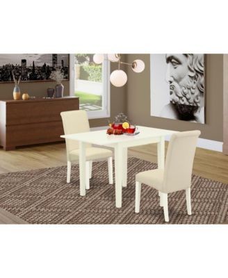 3 Piece wooden Linen White Dining Room Set Linen White