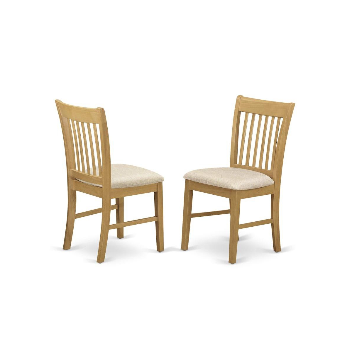 East West Furniture 3 Piece Dining Room Table Set - Oak Wood Dining Table and 2 Oak Linen Fabric Kitchen Chairs with Slatted Back - Oak Finish