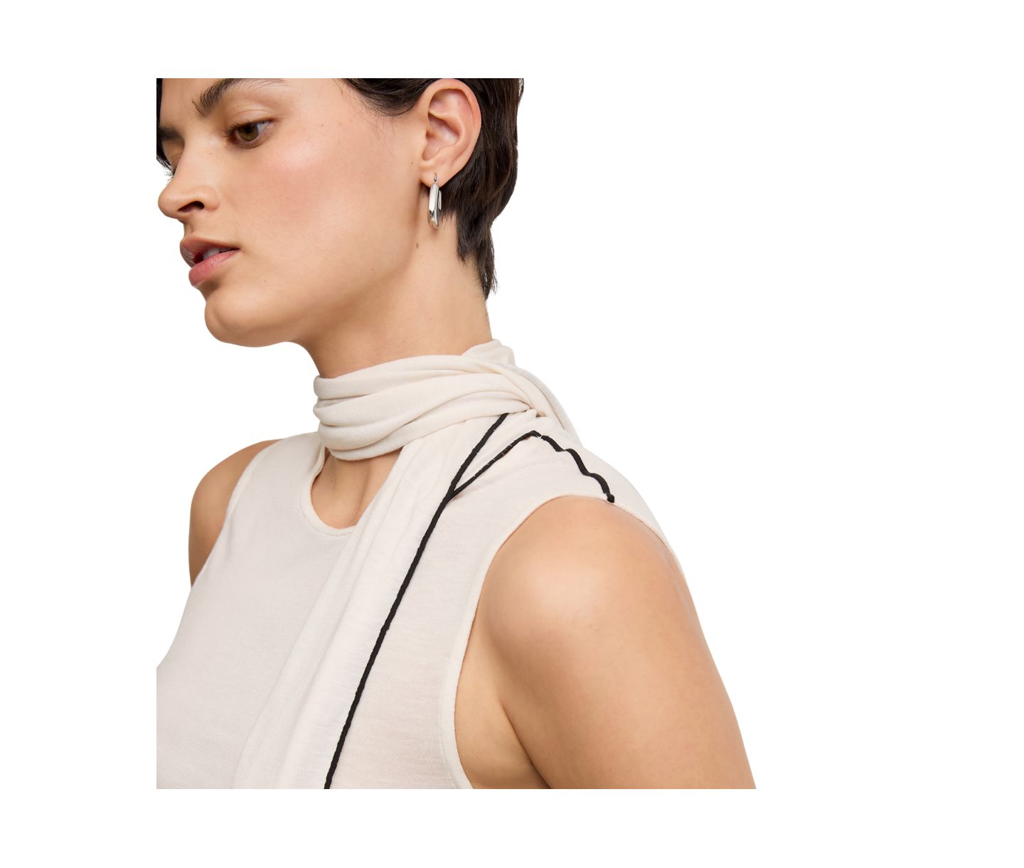 Женский топ M.M.LaFleur Felicity Scarf - Cloud Jersey, цвет: Слоновая кость — фото 5