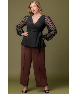 Women's Plus Size Polished Ponte Wide Leg Pants