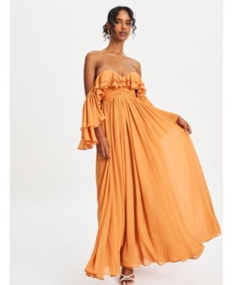 Women's Kaela Brickwork Off Shoulder Chiffon Maxi Dress