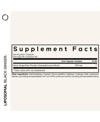 Liposomal Black Ginger Supplement - Kaempferia Parviflora Root Powder - 3-Month Supply - Ginger Root Pills - 90 Capsules