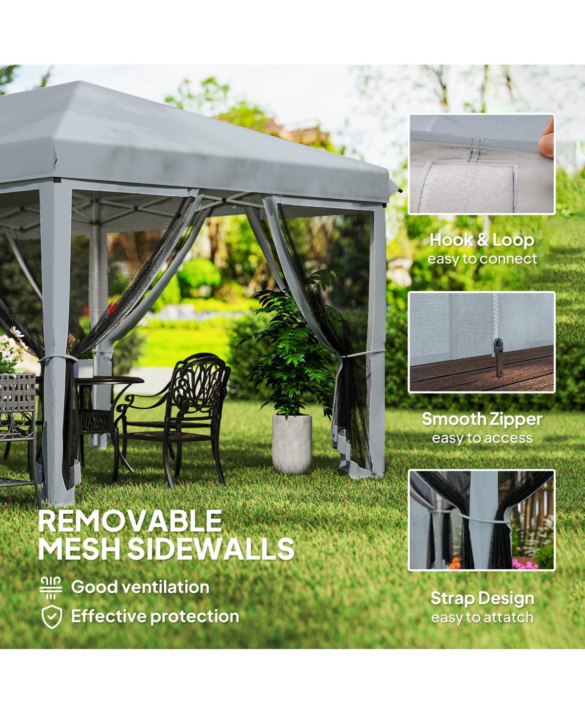 Outsunny 10' x 20' Pop Up Canopy with 6 Sidewall Mesh Nettings,