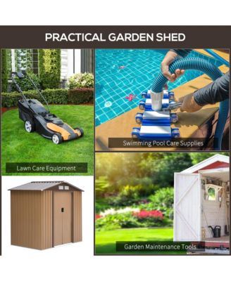 7 ft x 4 ft Outdoor Galvanized Metal Garden Storage Shed with Doors,