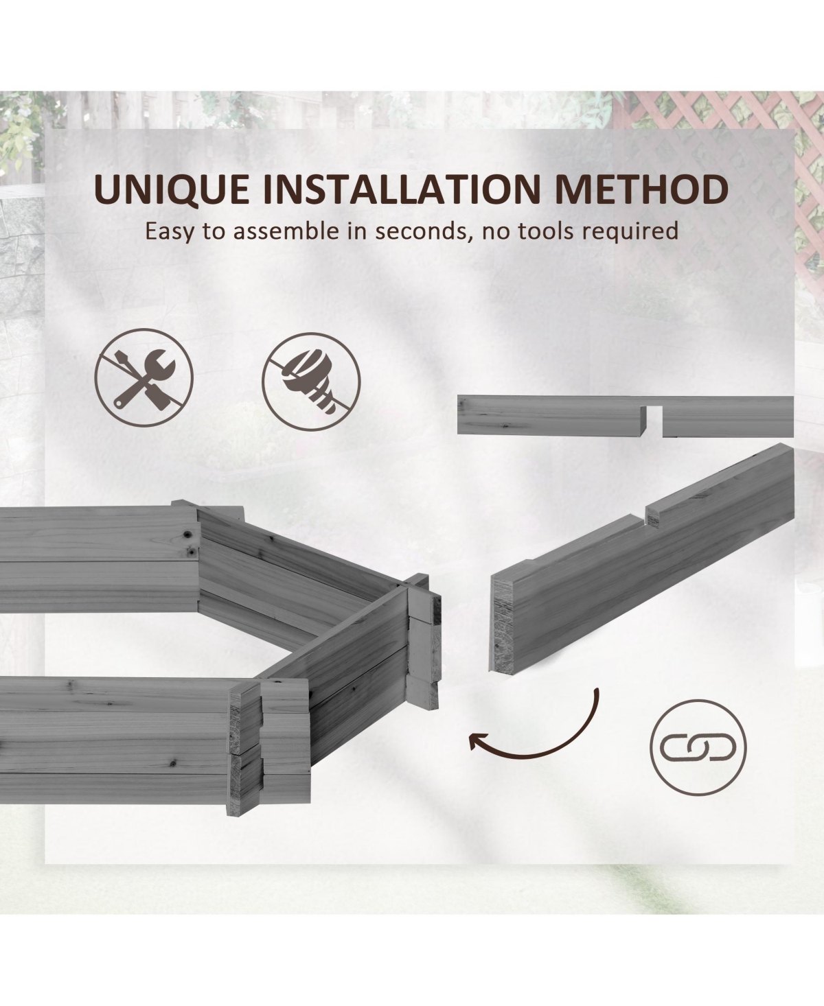 Outsunny Wooden Raised Garden Bed Hexagon Screwless Planter