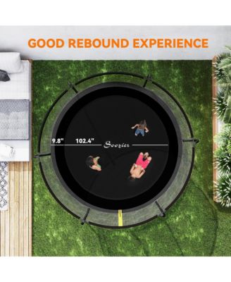 10ft Outdoor Trampoline with Net Enclosure, Curved Poles,