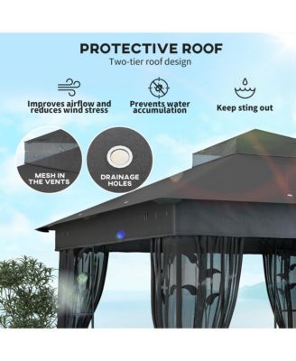 10' x 10' Outdoor Gazebo with Shelf and Netting, UV30+ Protected