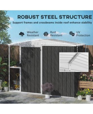 8 x 4ft Metal Shed, Outdoor Shed with Lock, Warm