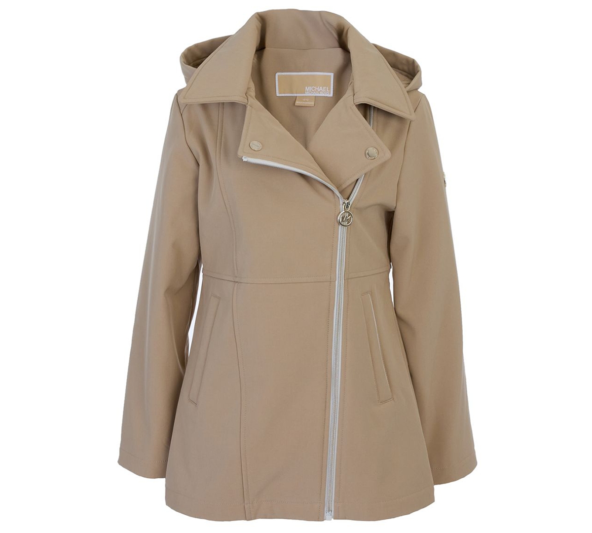 Michael Kors Big Girls Asymmetric Zip Softshell Jacket In Brown
