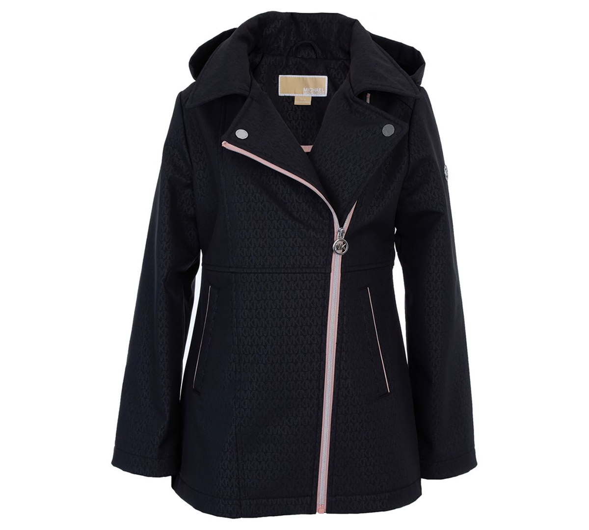 Michael Kors Kids' Big Girls Asymmetric Zip Softshell Jacket In Black