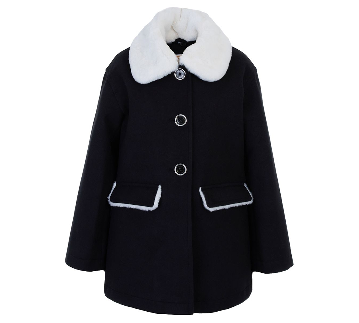 Michael Kors Kids' Big Girls Faux Wool Collar Jacket In Black
