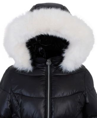Big Girls Belted Stadium Puffer Jacket