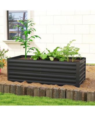 Raised Garden Bed Metal Planter Box with Reinforced Rods,