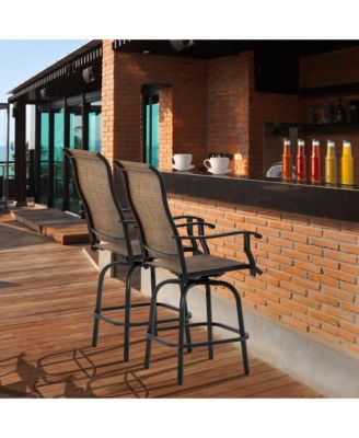 Set of 2 Outdoor Swivel Bar Stools for Backyard Balcony Poolside,