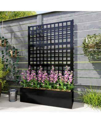 Metal Planter Box with Trellis, Drain Holes, 43"x16"x70",
