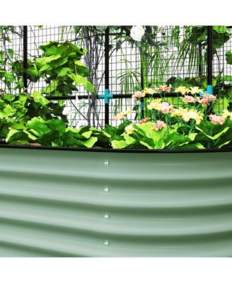 Raised Garden Beds with Arch Trellis, Galvanized Planter Box