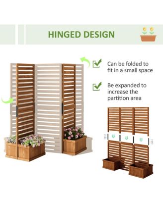 Privacy Screen w/ Planter Box, 4 Raised Beds, Drainage Hole