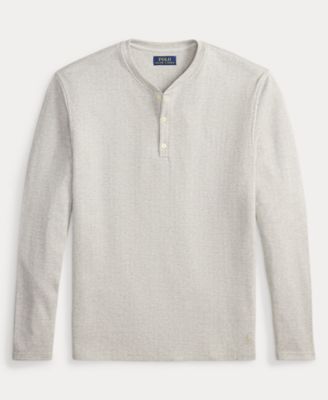 Men's Long Sleeve Herringbone Henley Sleep Shirt