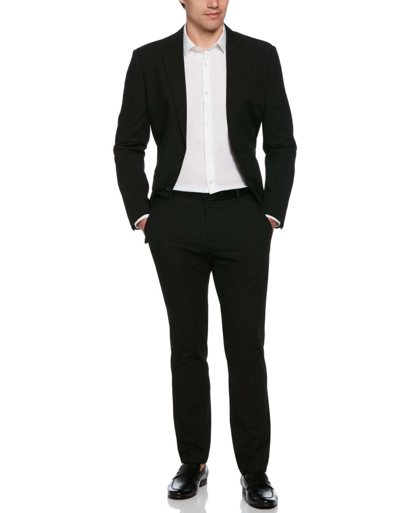Мужской пиджак Perry Ellis Dobby Louis Long Sleeve Slim Fit Suit, цвет: Чёрный — фото 5