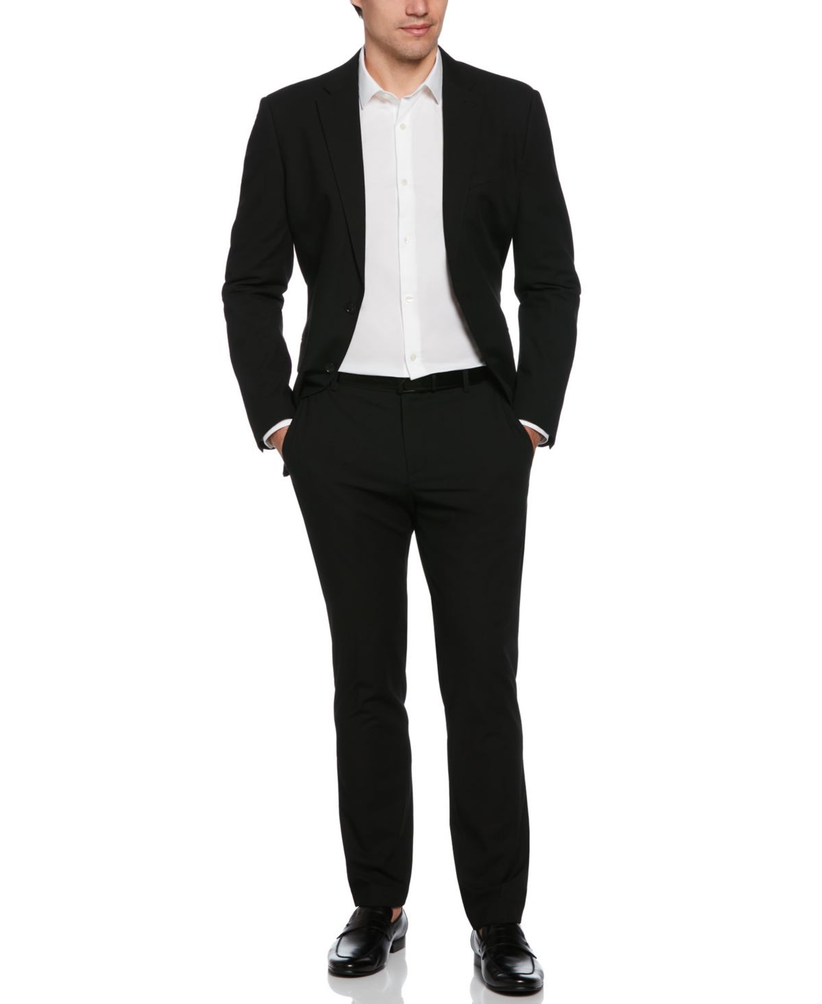 Perry Ellis Men's Dobby Louis Long Sleeve Slim Fit Suit Jacket In Black