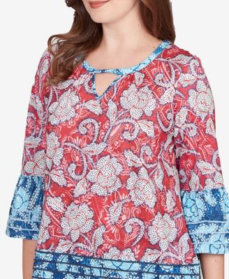 Petite Speckled Floral Flounce Sleeve Top