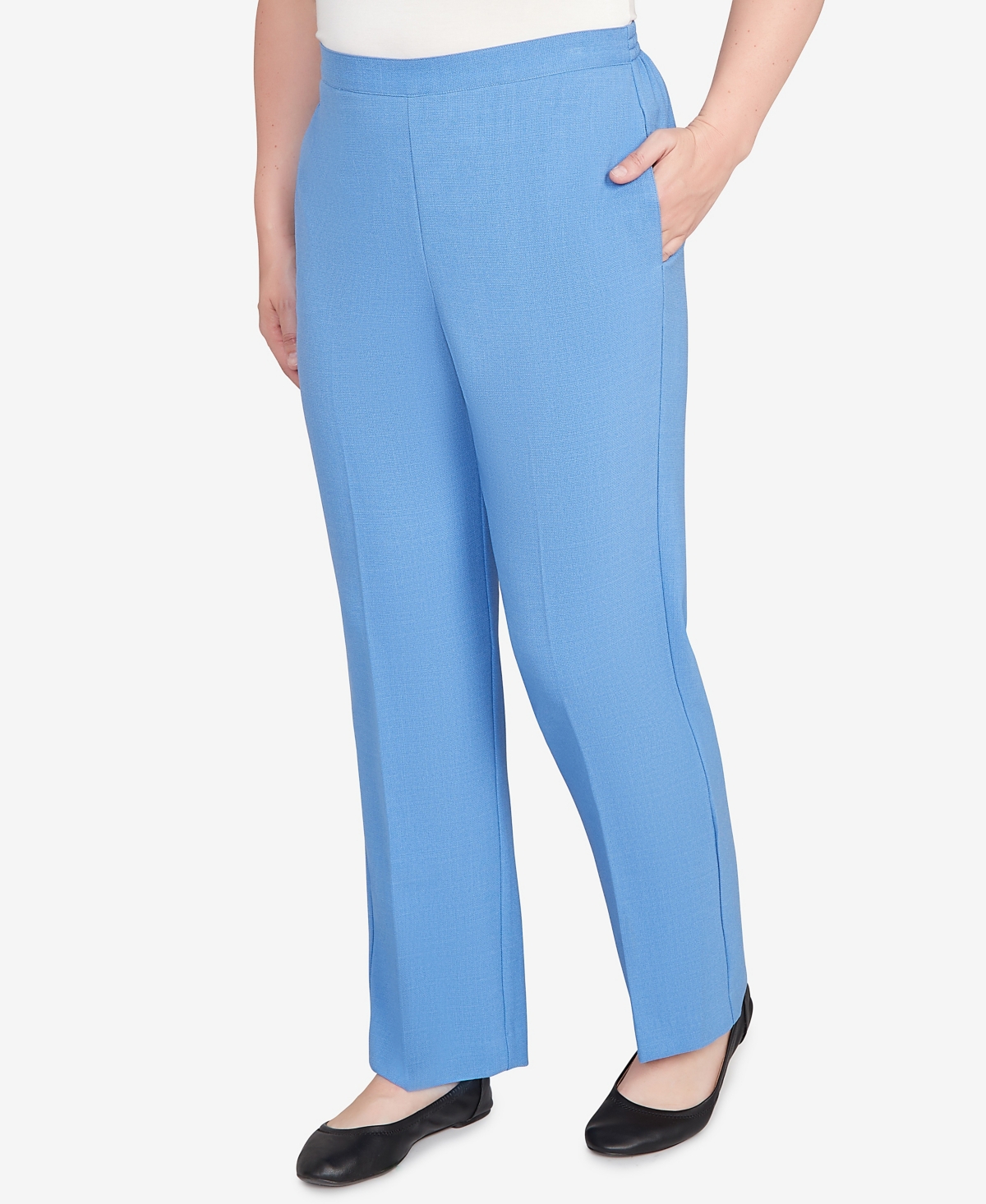 Alfred Dunner Petite Textured Pull On Elastic Medium Length Pants
